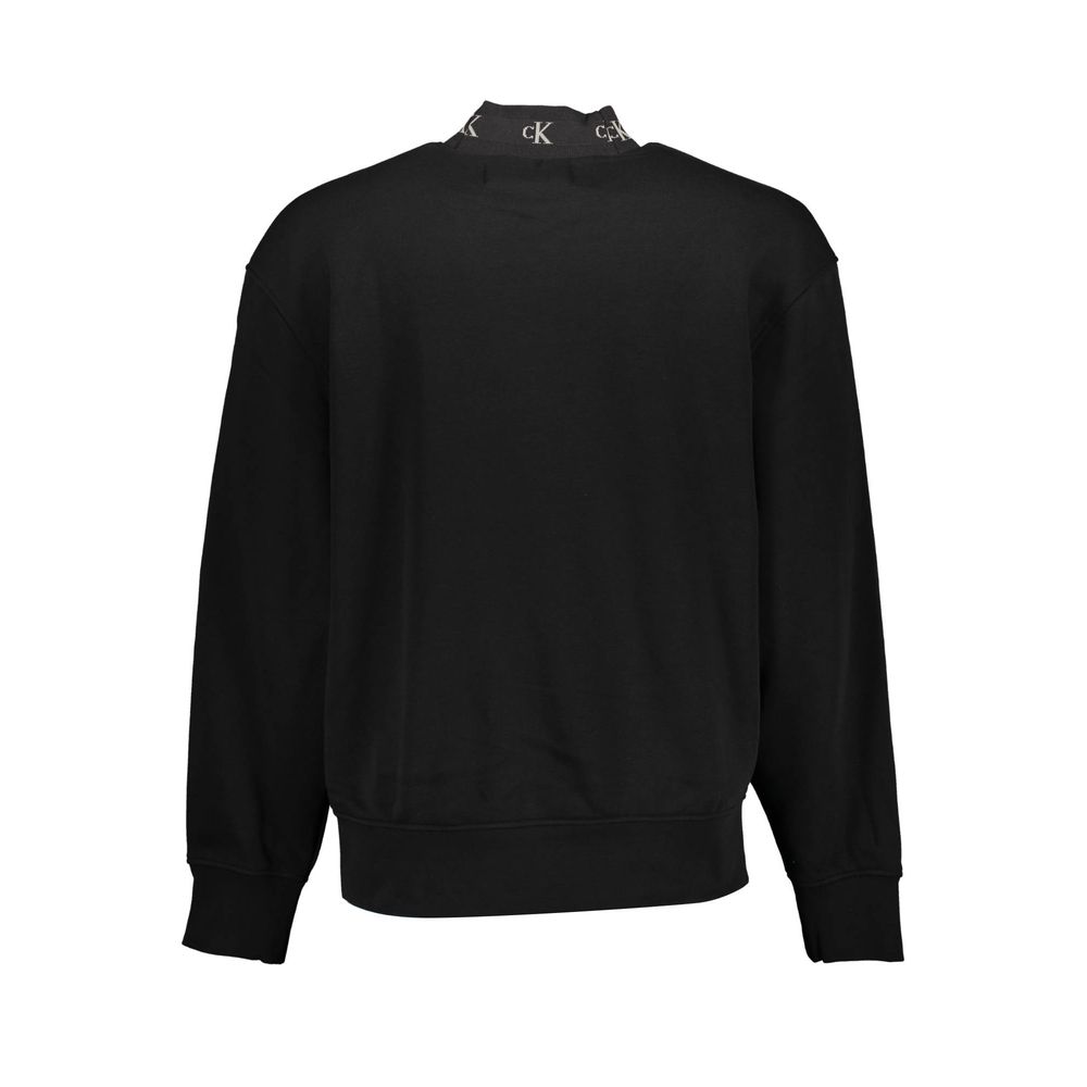 Sweat-shirt noir en coton pour homme de la marque Calvin Klein, style décontracté avec logo discret.