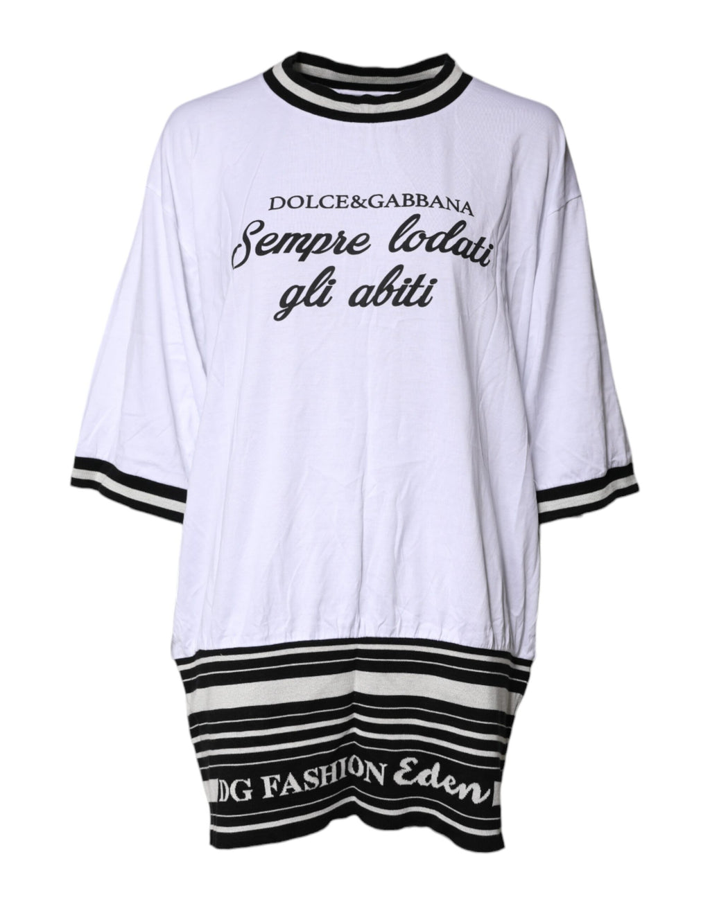 T-shirt blanc en coton Dolce & Gabbana avec col rond, mode fashion, vue frontale.