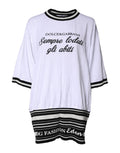 T-shirt blanc en coton Dolce & Gabbana avec col rond, mode fashion, vue frontale.