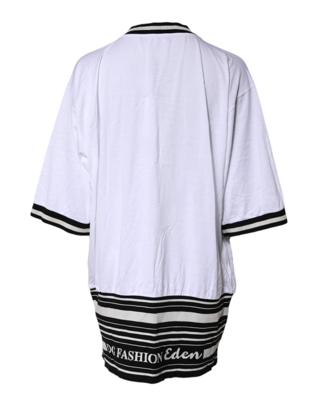 T-shirt blanc en coton Dolce & Gabbana avec col rond, style mode, vue de face, détail du design sobre.