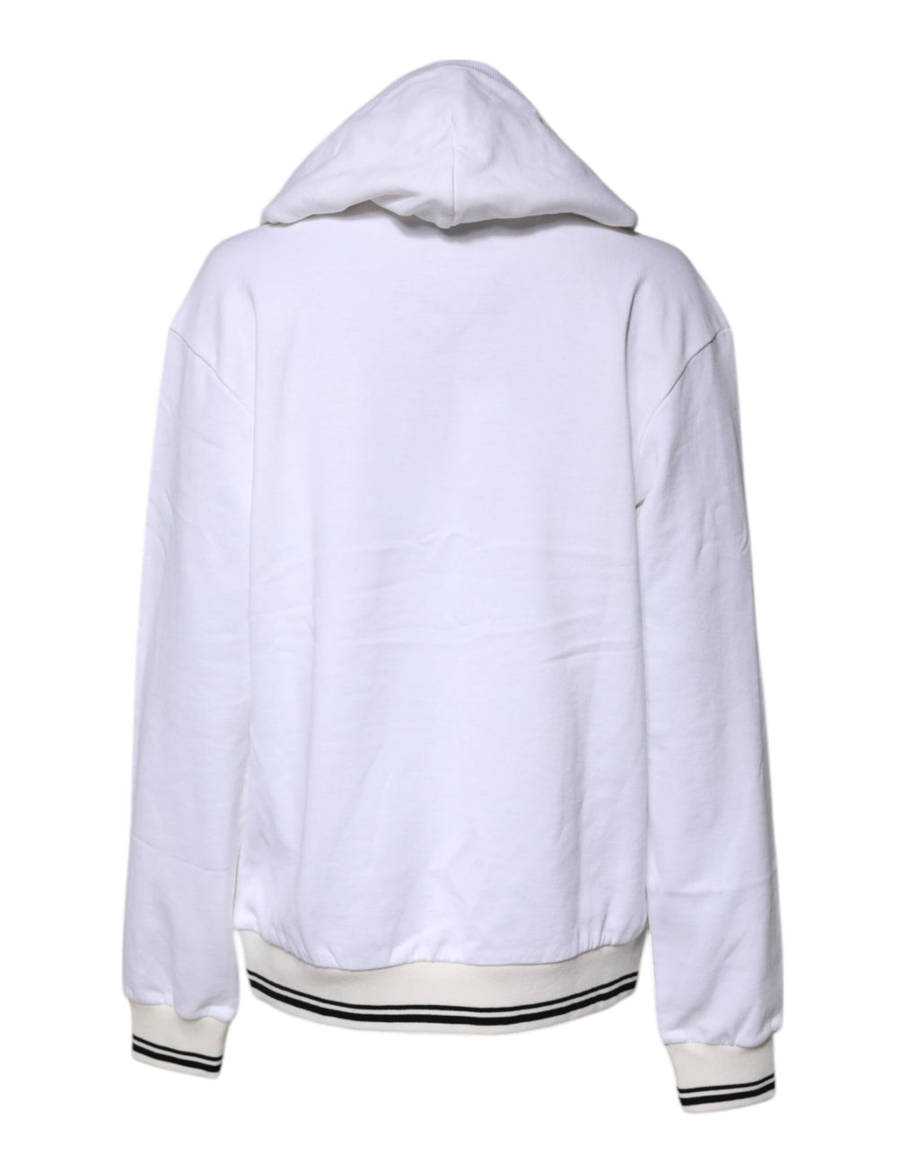 Sweat à capuche blanc Dolce & Gabbana #DGFamily en coton avec logo sur la poitrine, vue de face.