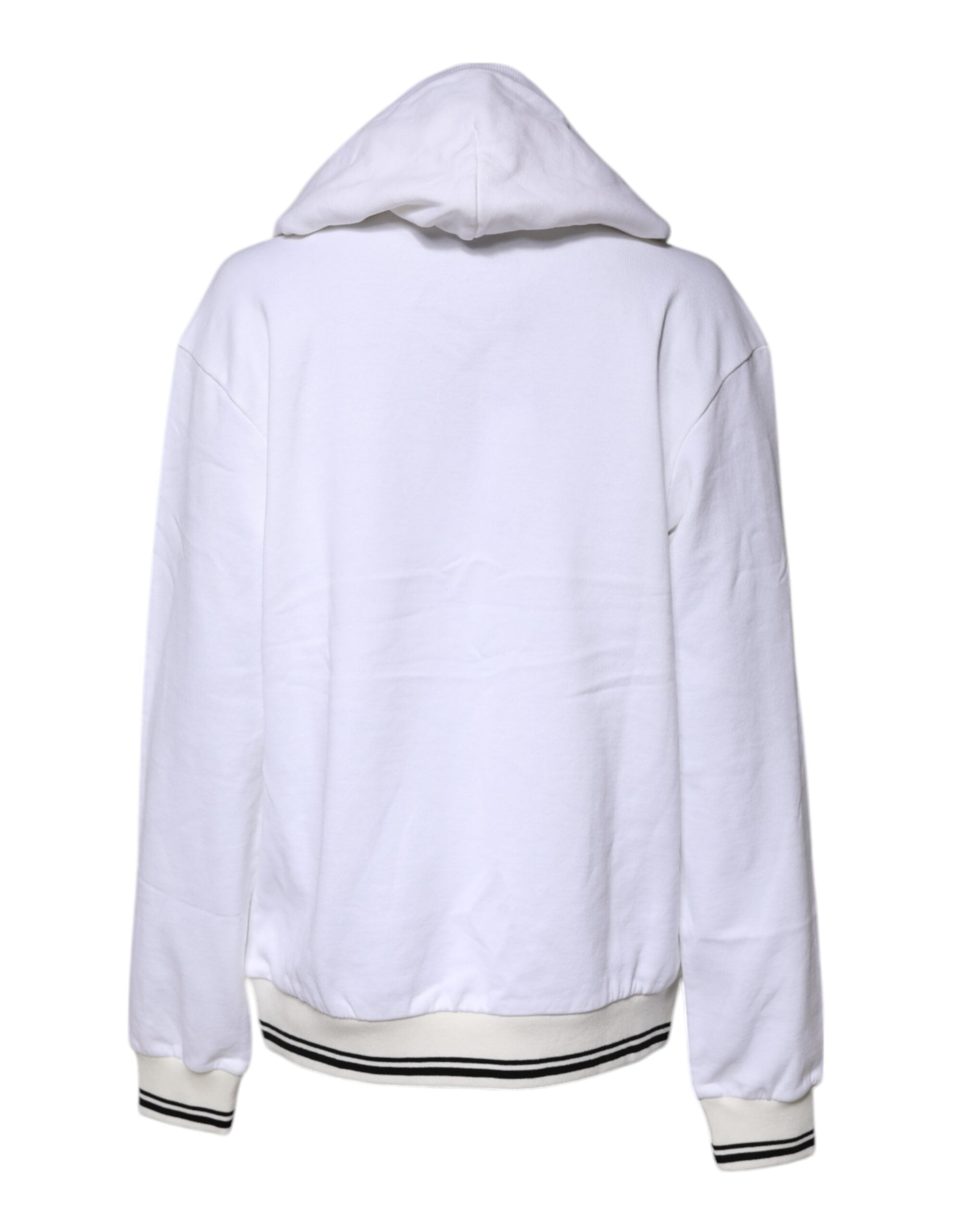 Sweat à capuche blanc Dolce & Gabbana #DGFamily en coton avec logo sur la poitrine, vue de face.