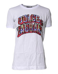 T-shirt blanc en coton Dolce & Gabbana avec logo imprimé, col rond et design élégant.