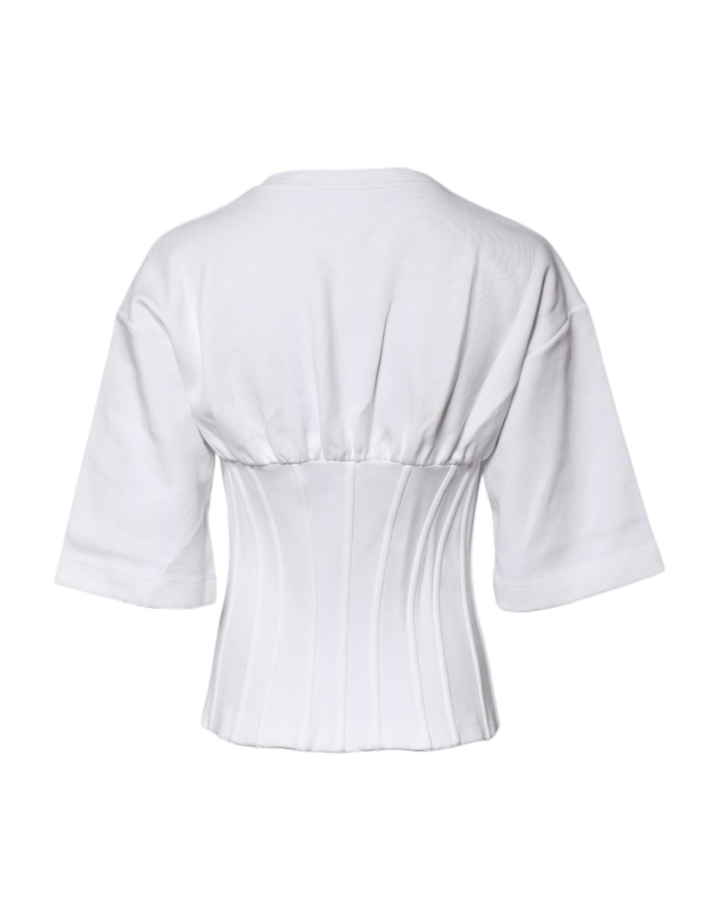 Blouse Dolce & Gabbana en coton blanc à manches 3/4, élégante et légère, vue de face sur fond neutre.
