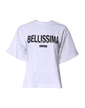 T-shirt blanc Dolce & Gabbana Bellissima en coton avec col rond, vue de face, détails du design visible.
