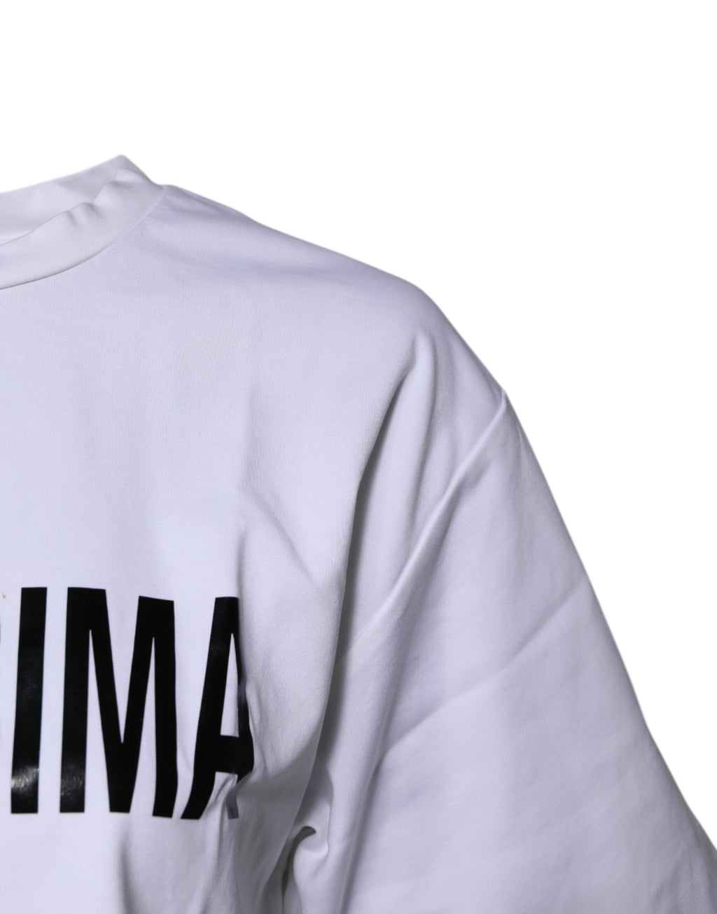 T-shirt blanc en coton Dolce & Gabbana Bellissima avec col rond, vue de face, détails du tissu et style décontracté visible.