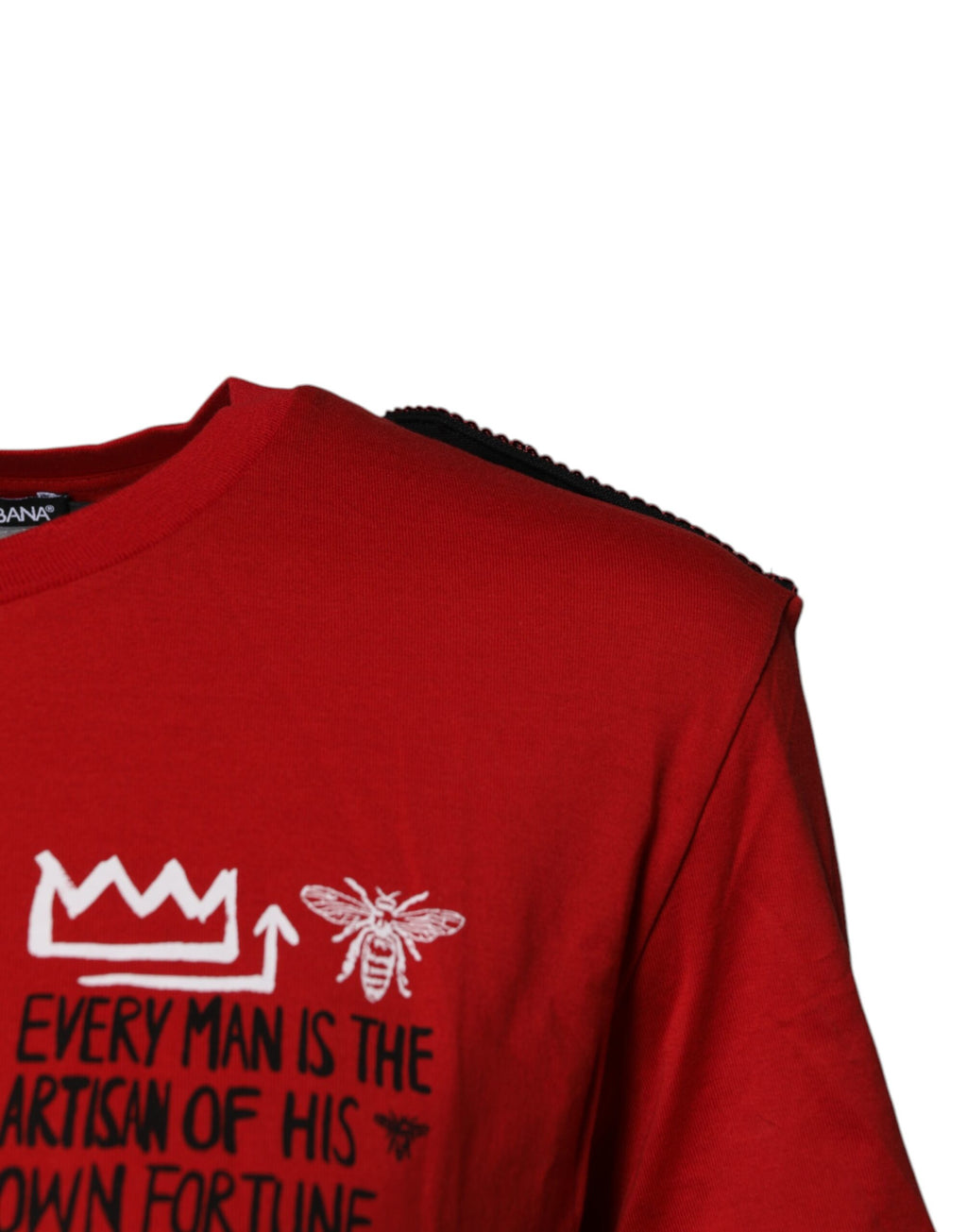 T-shirt à col ras du cou en coton rouge avec imprimé graphique Dolce & Gabbana, style décontracté et moderne.