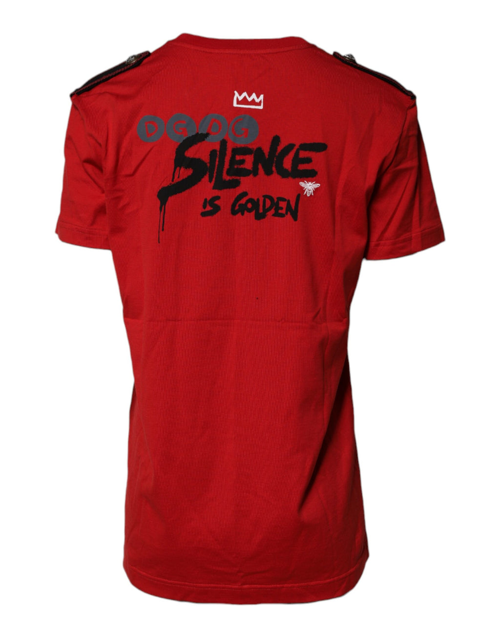 T-shirt homme en coton rouge Dolce & Gabbana avec imprimé graphique à col rond, style décontracté et tendance.