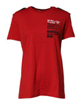T-shirt rouge en coton Dolce & Gabbana avec col rond et manches courtes, vue de face.