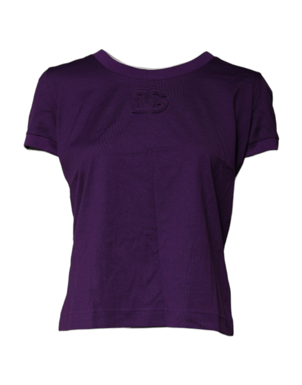 T-shirt à manches courtes en coton violet de Dolce & Gabbana, col rond, style casual et élégant.