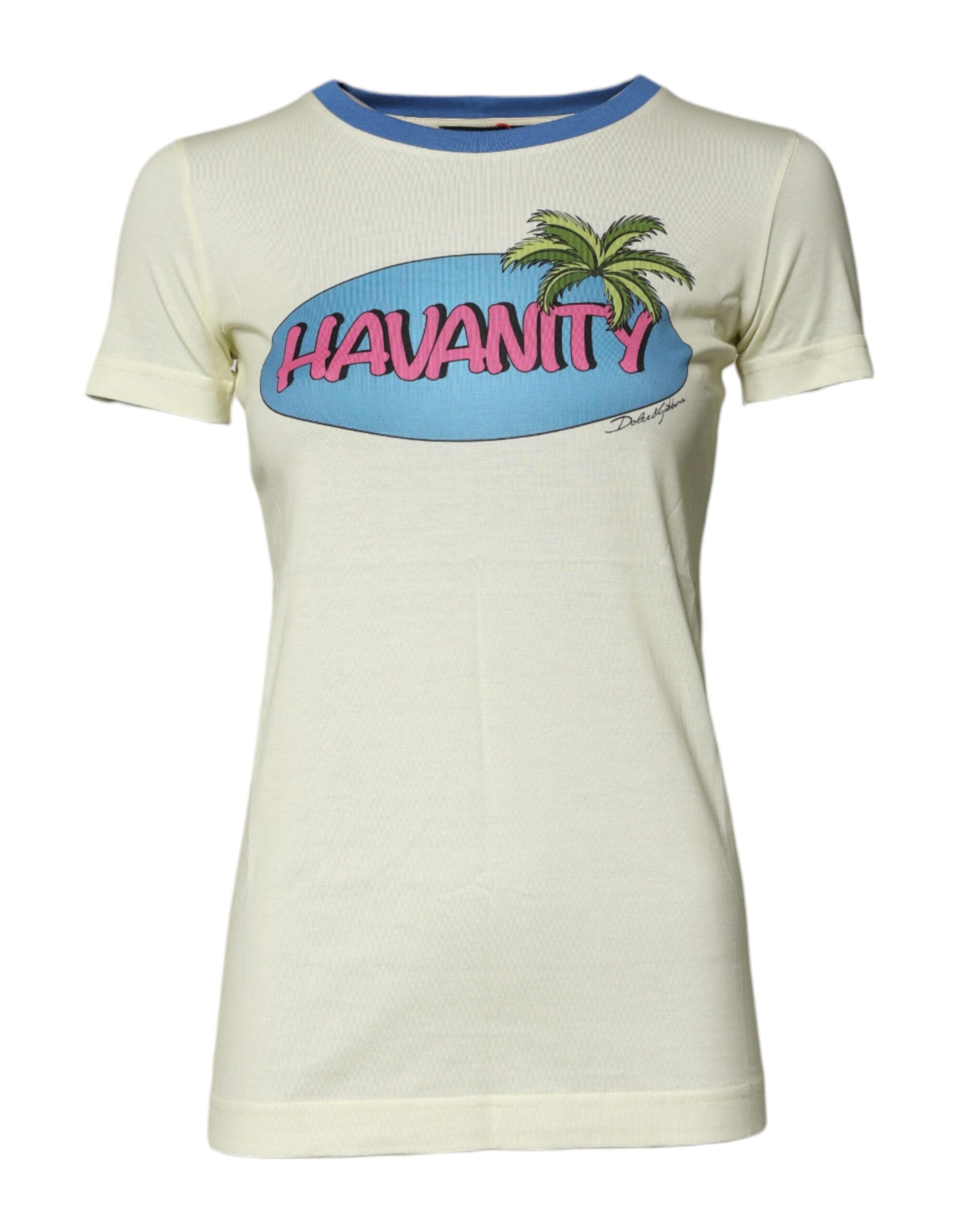 T-shirt à manches courtes en coton jaune clair Dolce & Gabbana, style décontracté et élégant.
