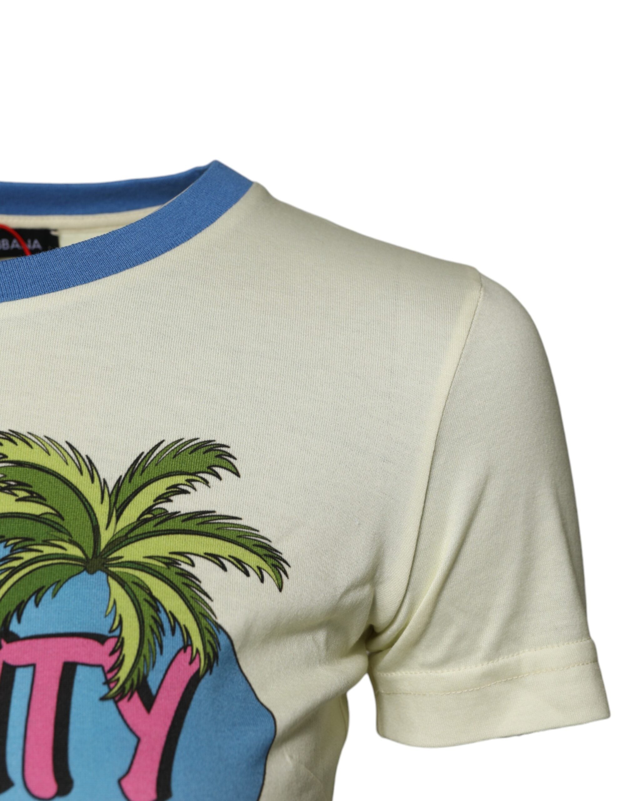 T-shirt à manches courtes en coton jaune clair de Dolce & Gabbana, vêtement décontracté pour homme ou femme.