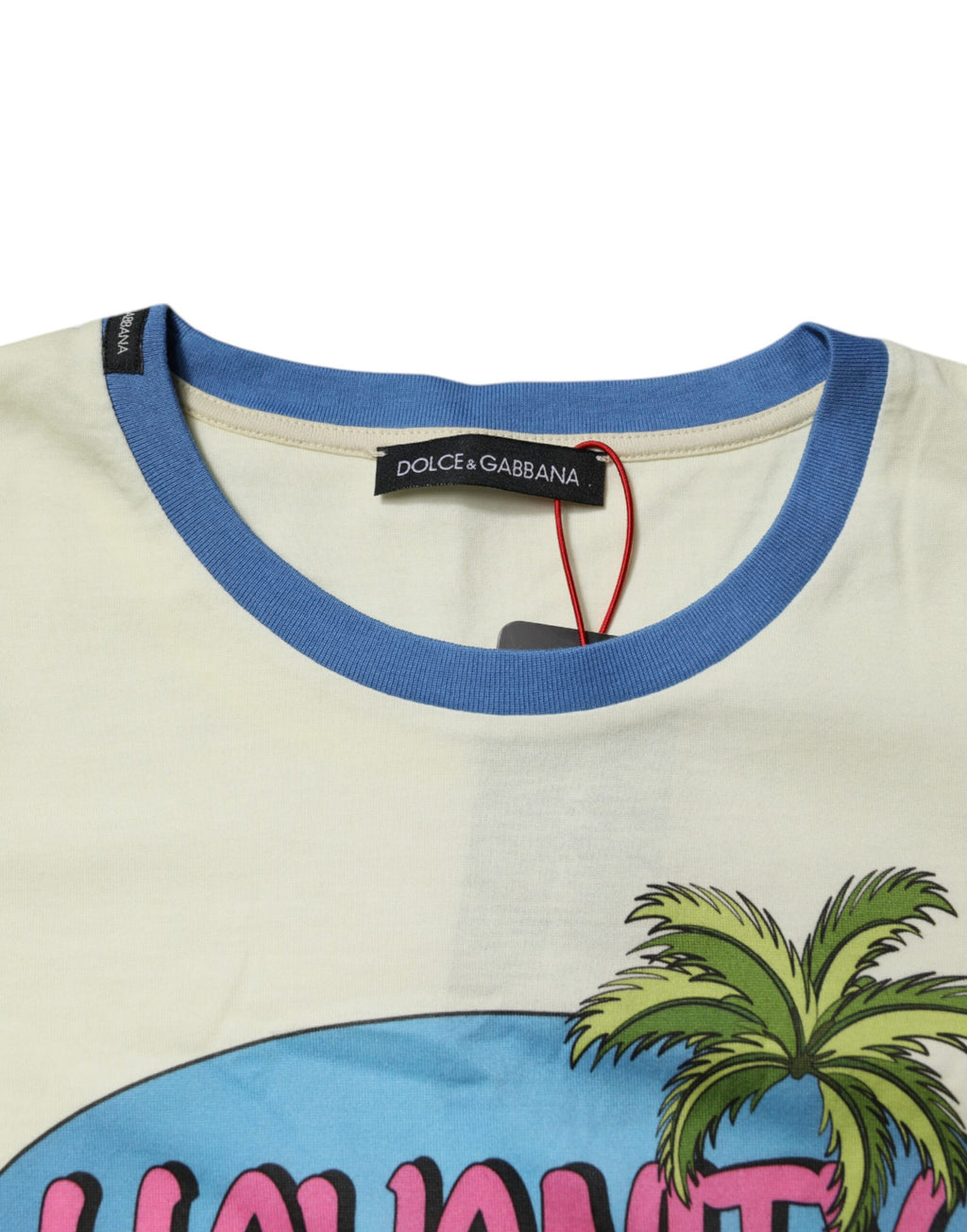 T-shirt à manches courtes en coton jaune clair de Dolce & Gabbana, style décontracté et élégant, visible en image.