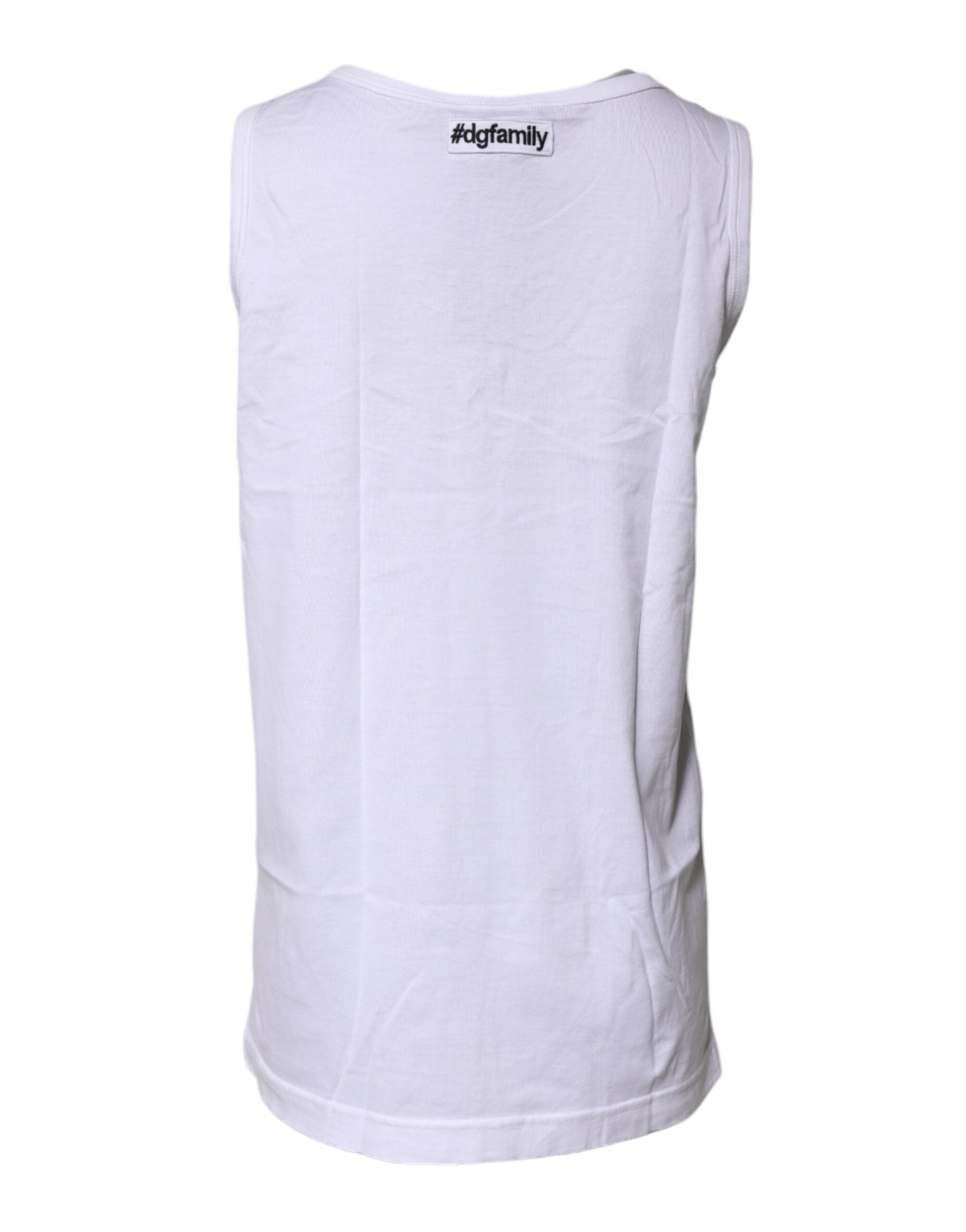 Débardeur blanc en coton Dolce & Gabbana avec broderie de chaîne d'ancre, style élégant et décontracté.