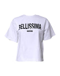 T-shirt blanc Dolce & Gabbana Bellissima en coton à col rond, vue de face, élégante et confortable.