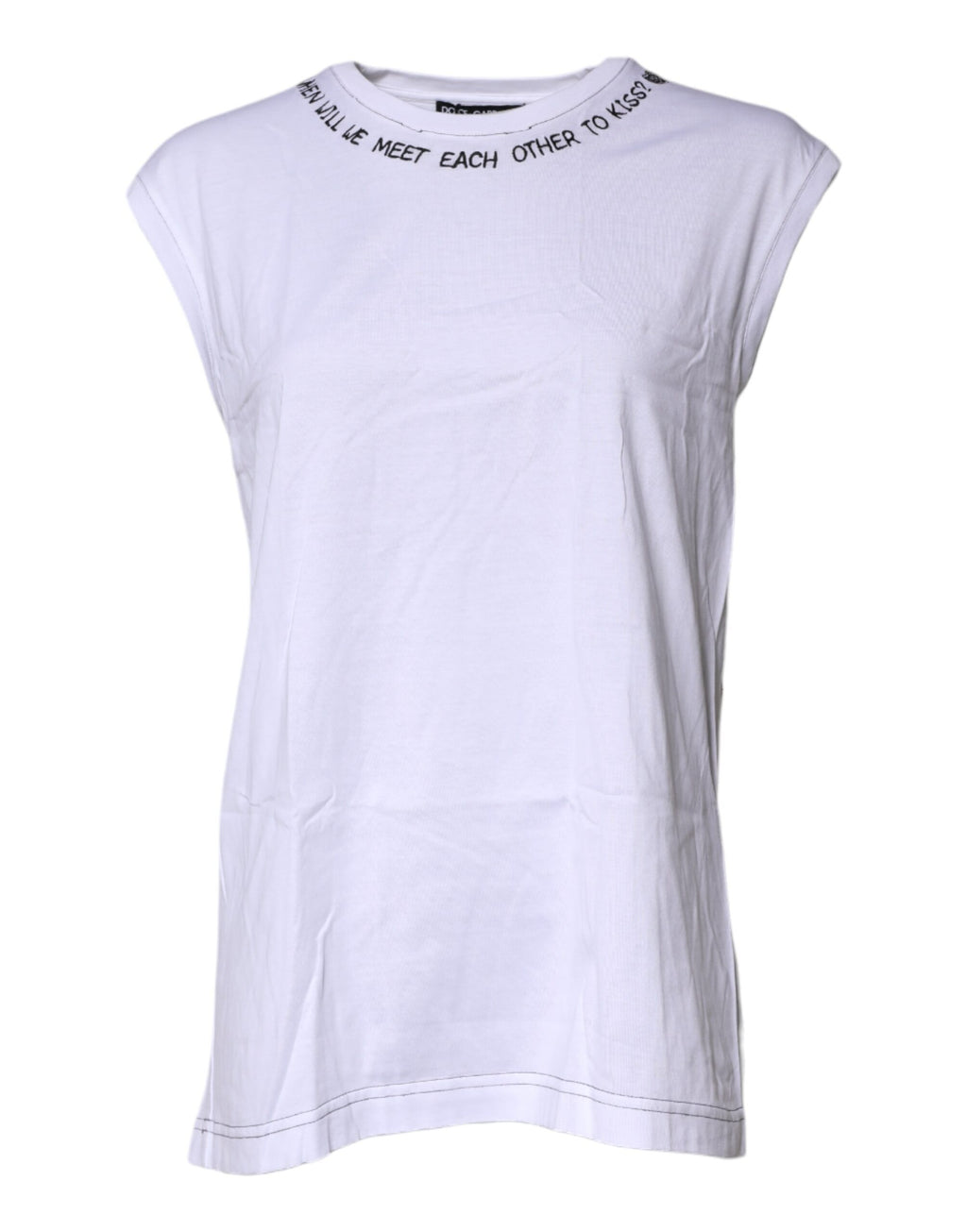 T-shirt sans manches Dolce & Gabbana en coton blanc avec imprimé floral, coupe décontractée, vue de face.