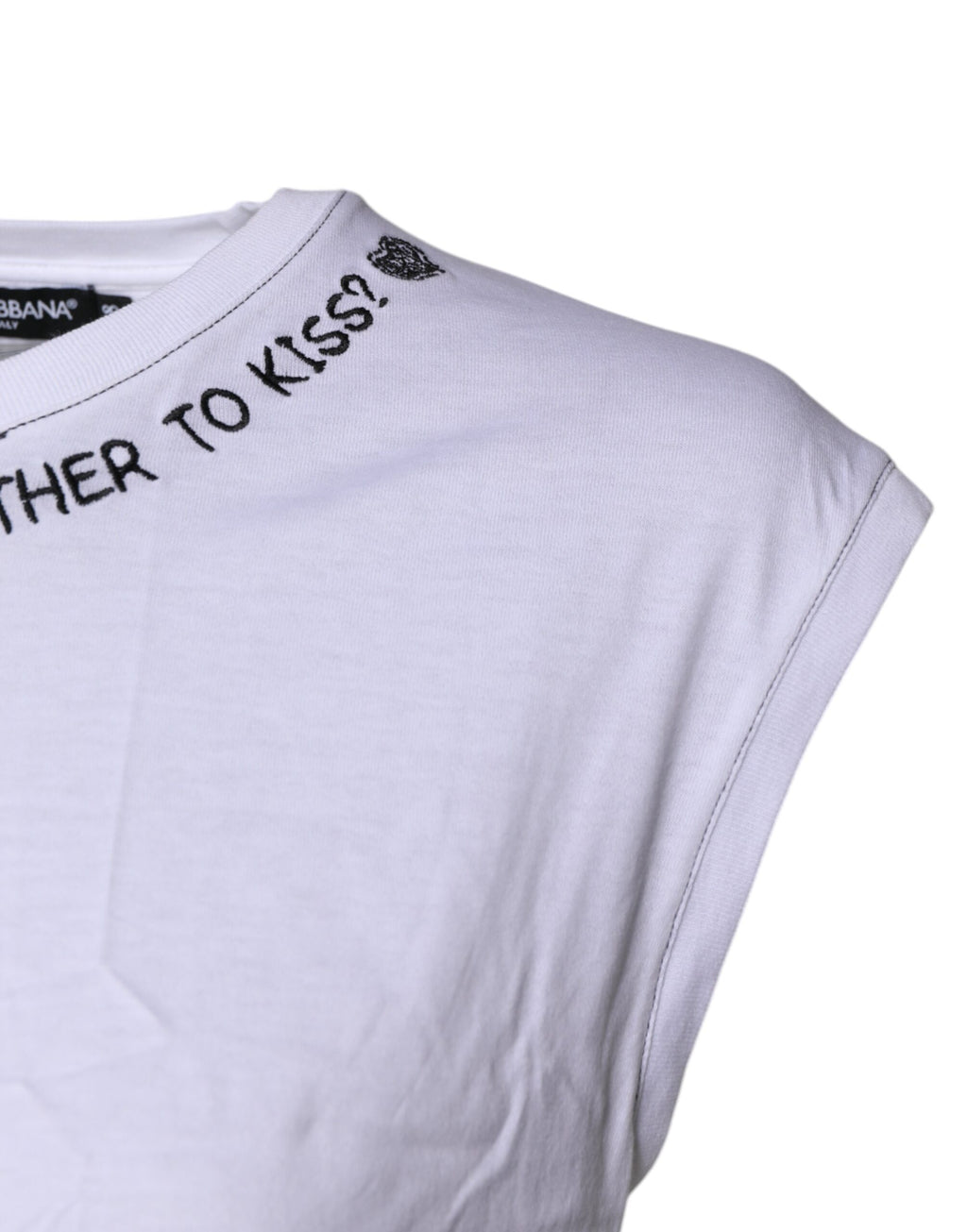 T-shirt sans manches en coton blanc de Dolce & Gabbana avec imprimé floral, style décontracté et élégant.