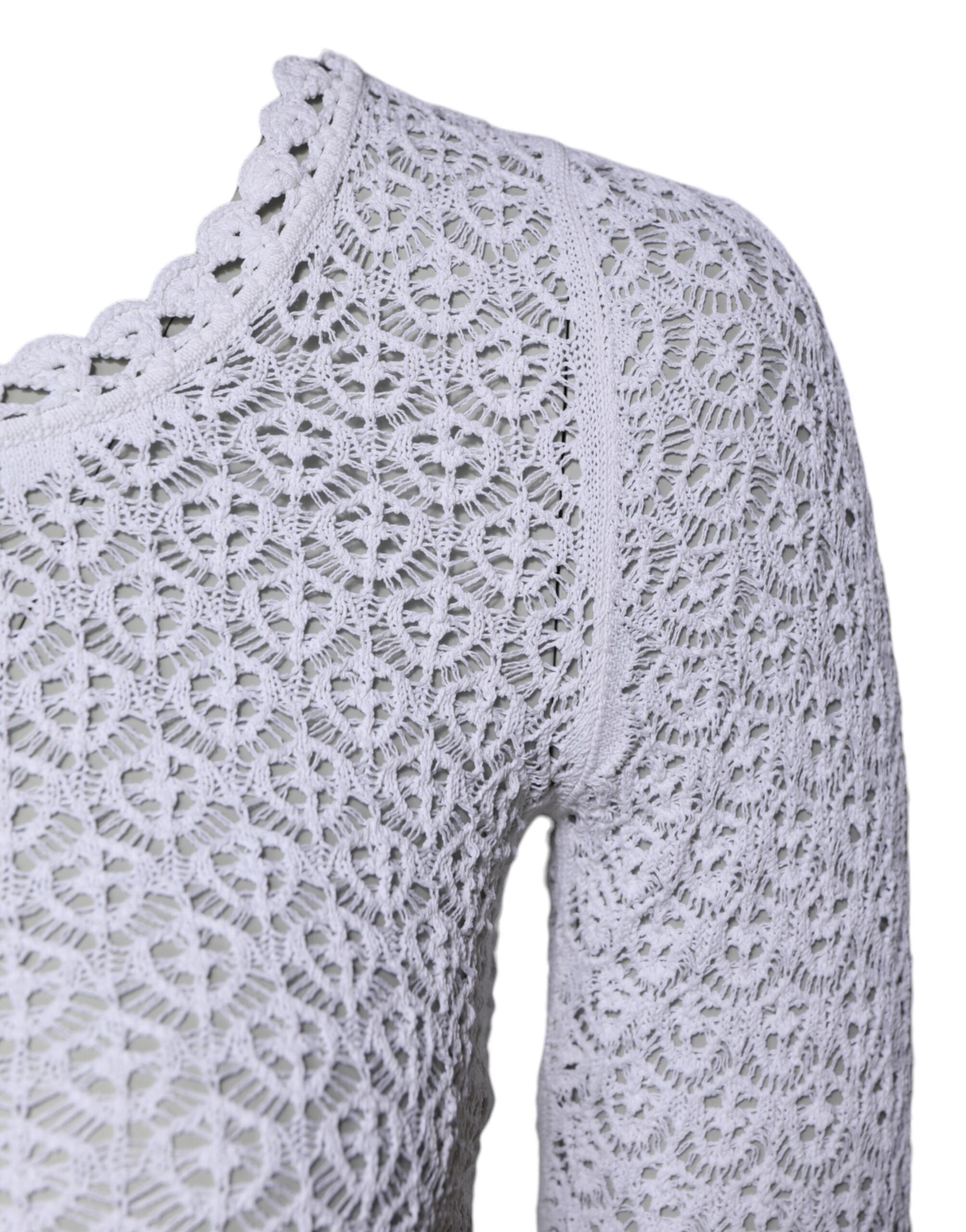 Top court à manches courtes en viscose blanche de Dolce & Gabbana avec crochet, style élégant et léger.
