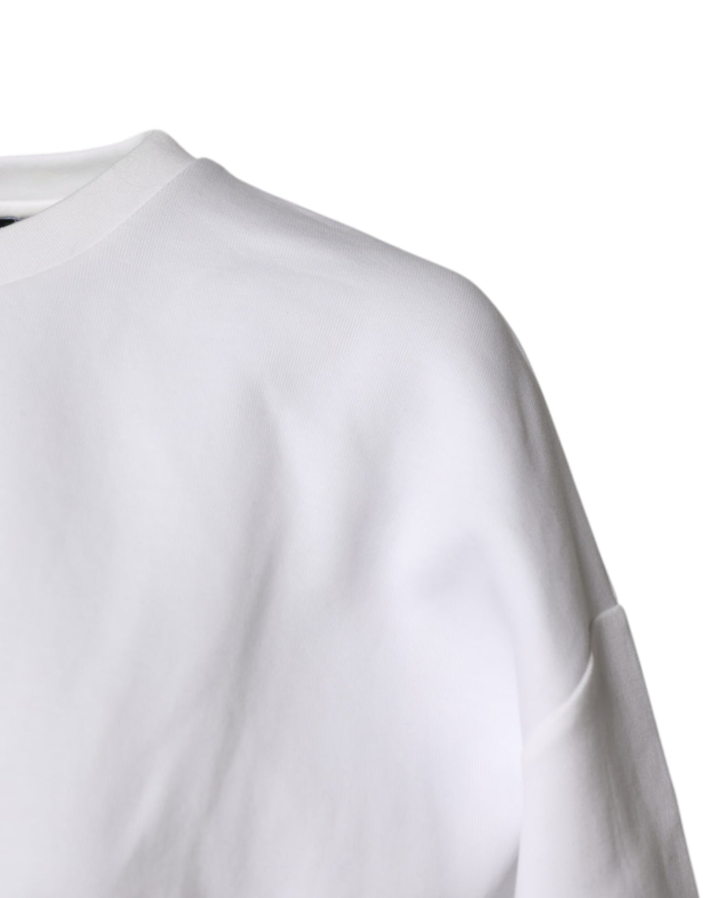 Chemise blanche en coton mélangé Dolce & Gabbana à manches 3/4, vue de face, détails élégants et style sophistiqué.