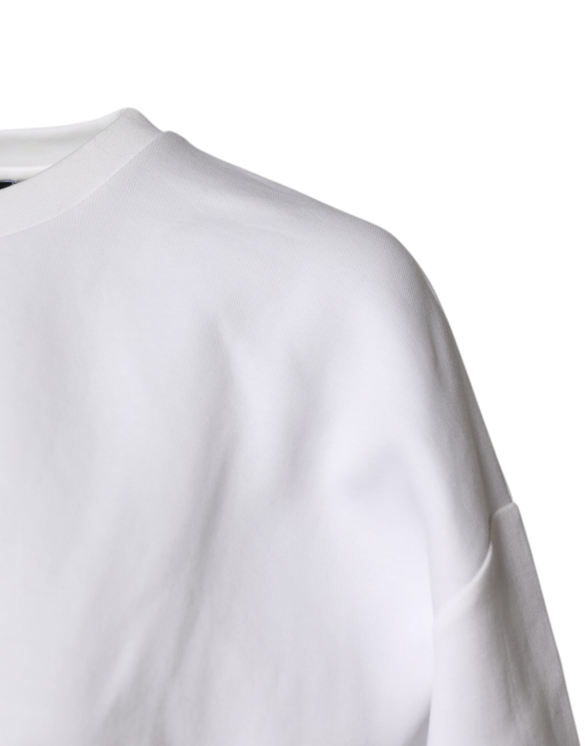 Chemise blanche en coton mélangé Dolce & Gabbana à manches 3/4, vue de face, détails élégants et style sophistiqué.