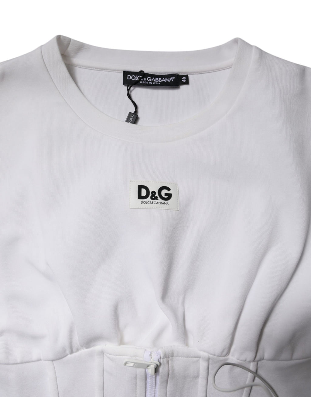 Blouse blanche en coton mélangé à manches 3/4 de Dolce & Gabbana, vue de face.