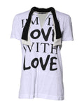 T-shirt blanc Dolce & Gabbana en coton soie avec col ascot, élégante et confortable, vue de face.