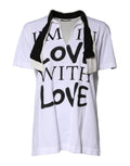 T-shirt blanc Dolce & Gabbana en coton et soie avec col ascot, élégance décontractée, vue de face sur le produit.
