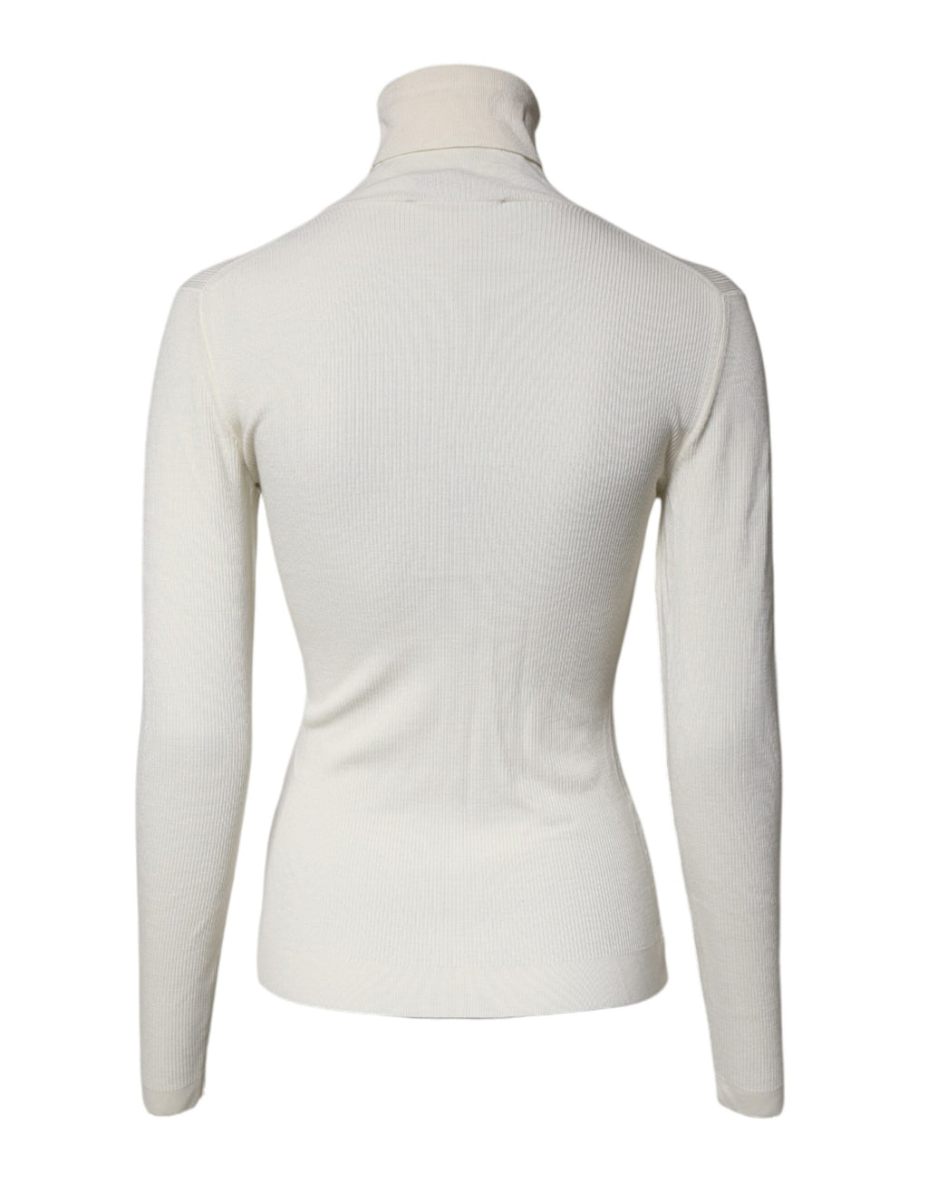 Pull à manches longues Dolce & Gabbana en crème, col roulé slim, en tissu doux et ajusté.