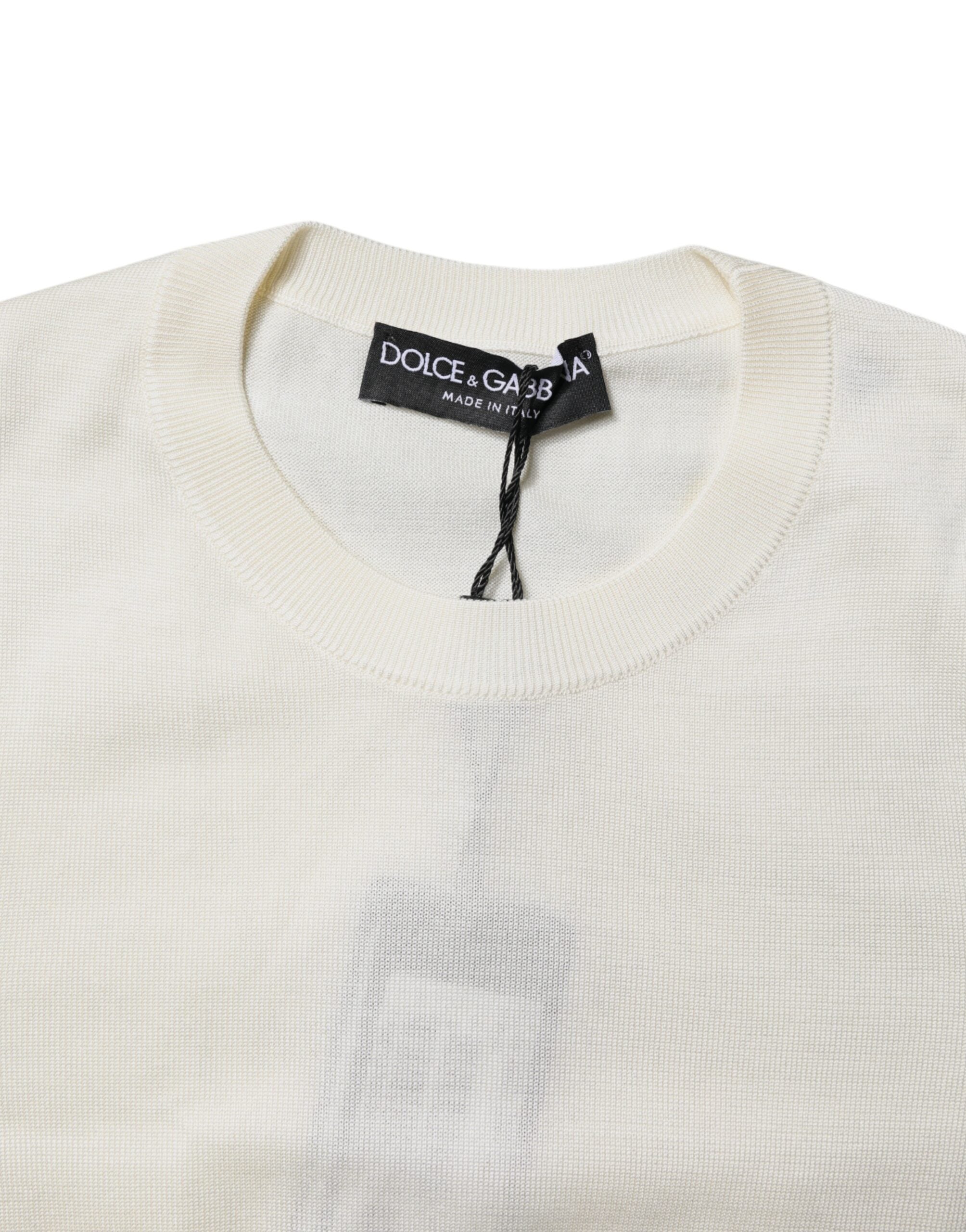 Chemise en soie Dolce & Gabbana à manches courtes, col rond, élégante et légère, idéale pour une tenue sophistiquée.