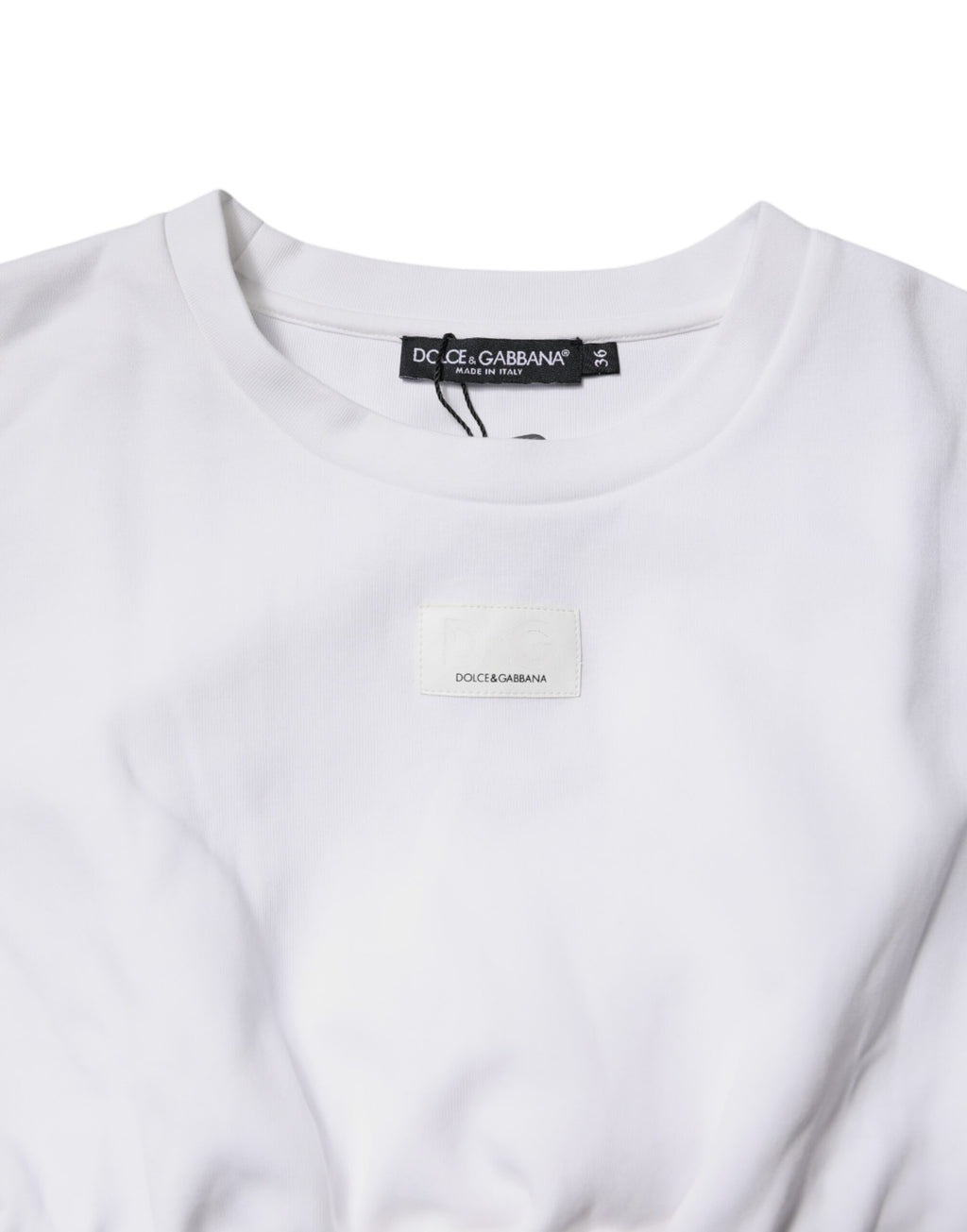 Blouse Dolce & Gabbana en coton blanc avec manches 3/4, style élégant et décontracté, vue de face.