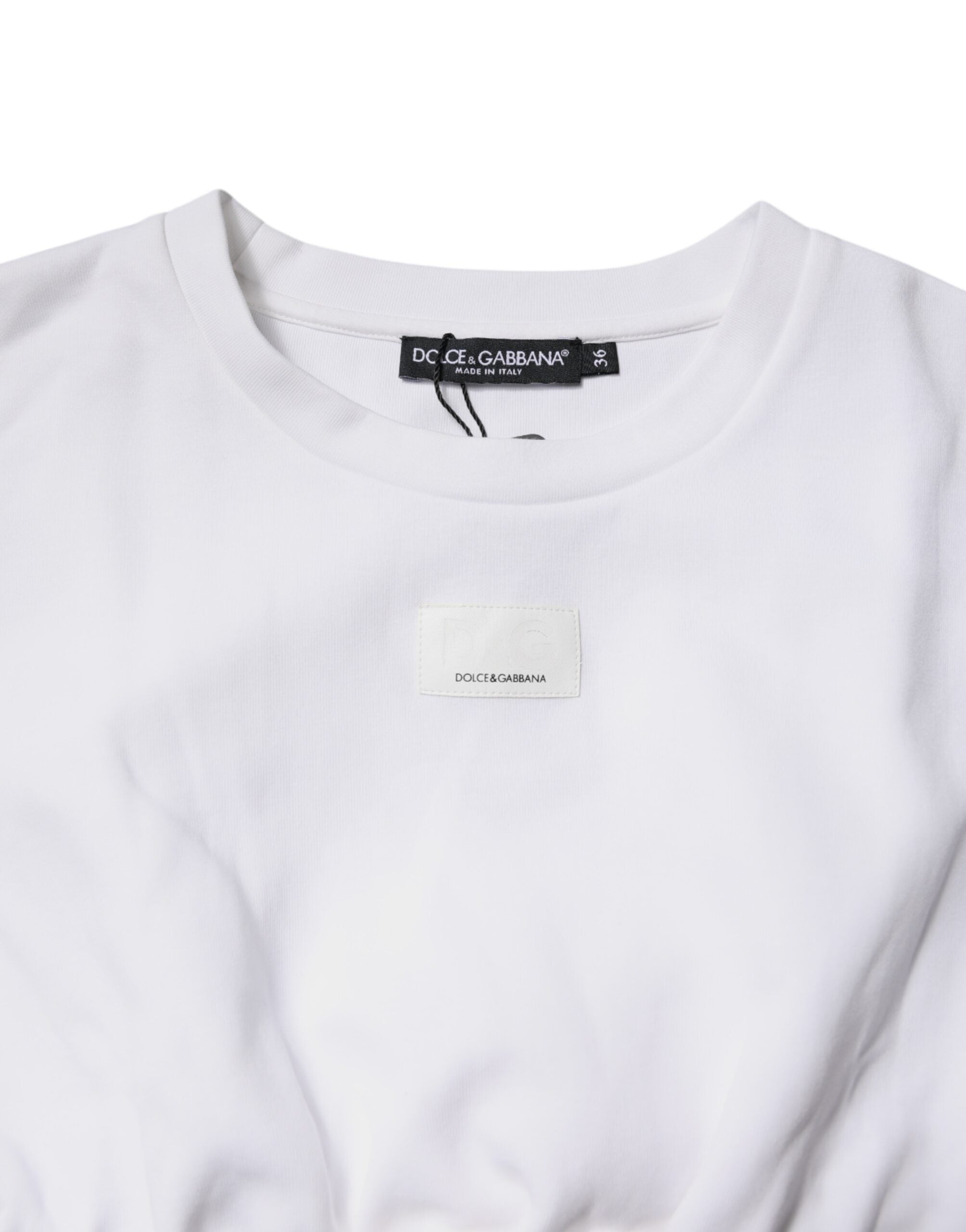 Blouse Dolce & Gabbana en coton blanc avec manches 3/4, style élégant et décontracté, vue de face.