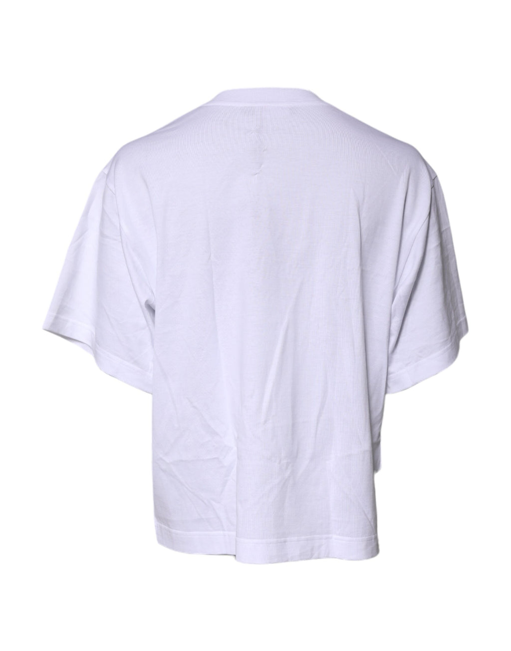 T-shirt blanc imprimé Dolce & Gabbana en coton avec col rond, mode élégante et confortable.