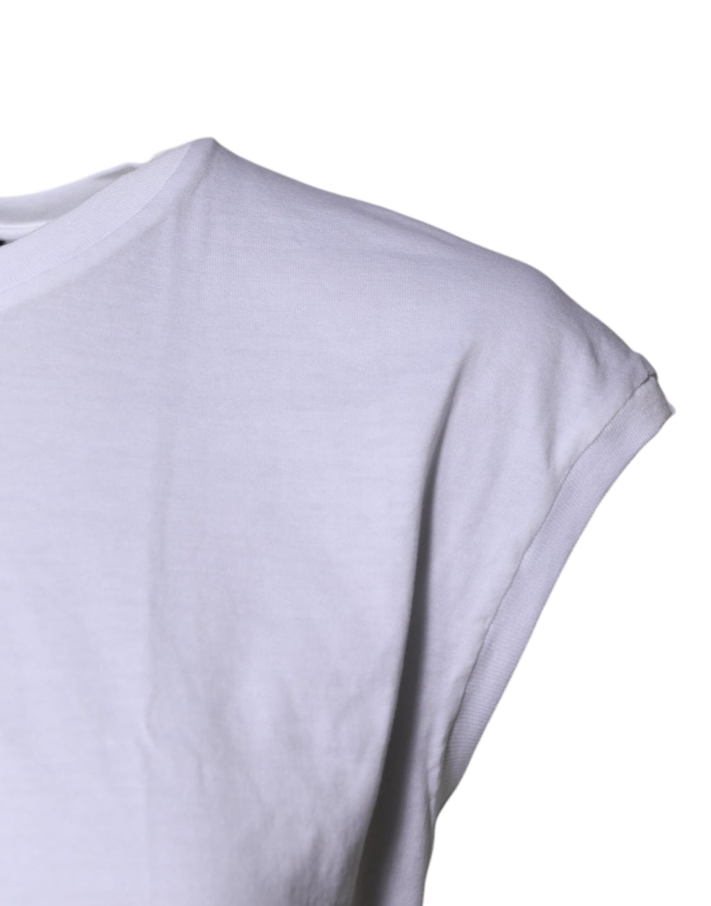 Débardeur blanc en coton sans manches avec col rond de Dolce & Gabbana, vue de face.
