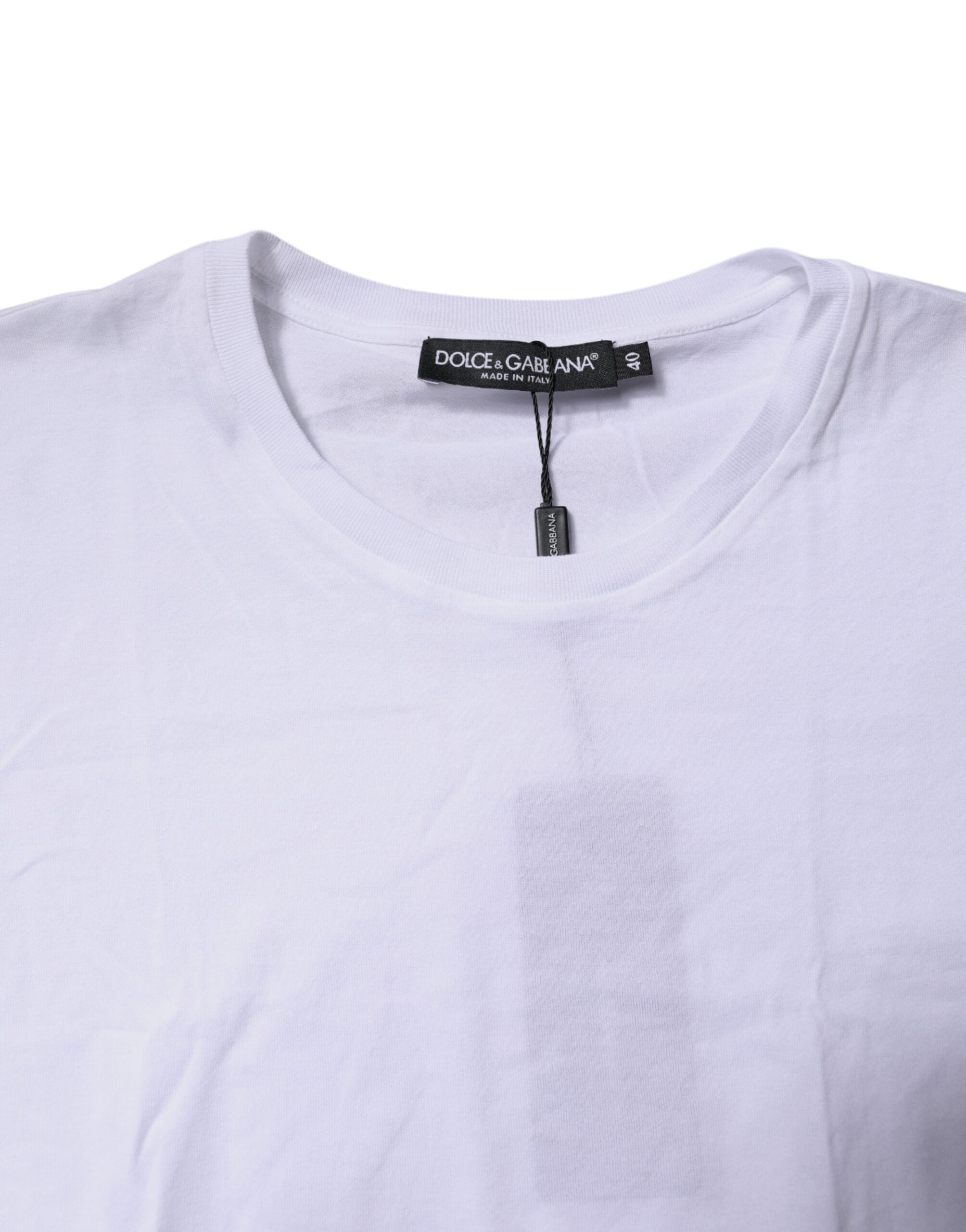 Débardeur sans manches en coton blanc de Dolce & Gabbana, col rond, mode élégante pour femme.