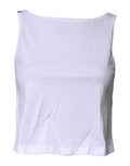 Débardeur blanc en coton sans manches Dolce & Gabbana avec col rond, vue de face.