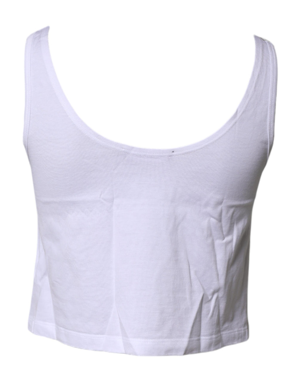 Débardeur blanc en coton sans manches Dolce & Gabbana avec col rond, visible sur un fond neutre.
