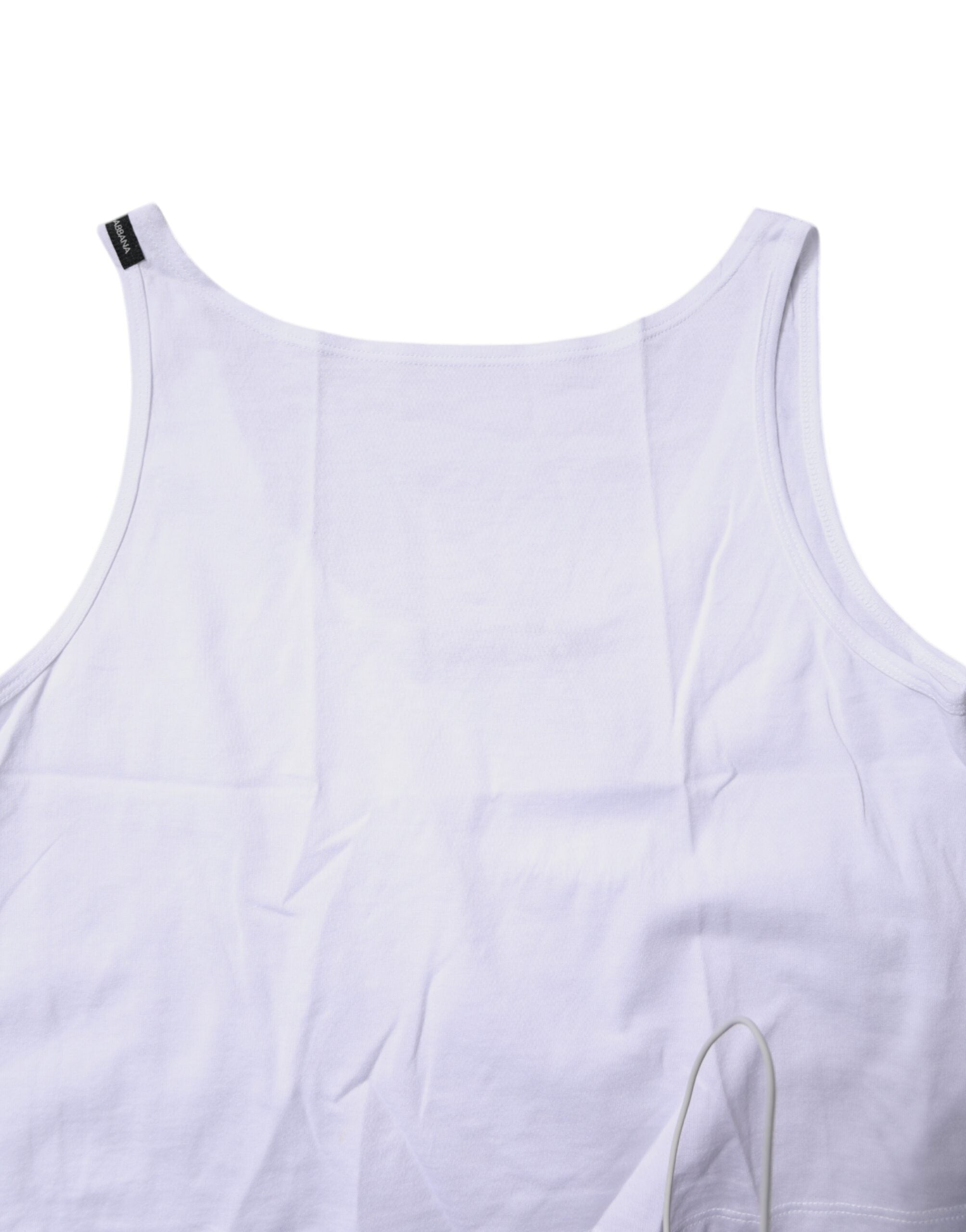 Débardeur sans manches en coton blanc de Dolce & Gabbana avec col rond, léger et confortable, idéal pour un style décontracté.