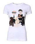 T-shirt blanc en coton Dolce & Gabbana avec broderie #DGFAMILY, vue de face, détails visibles sur le tissu et l embroidery.