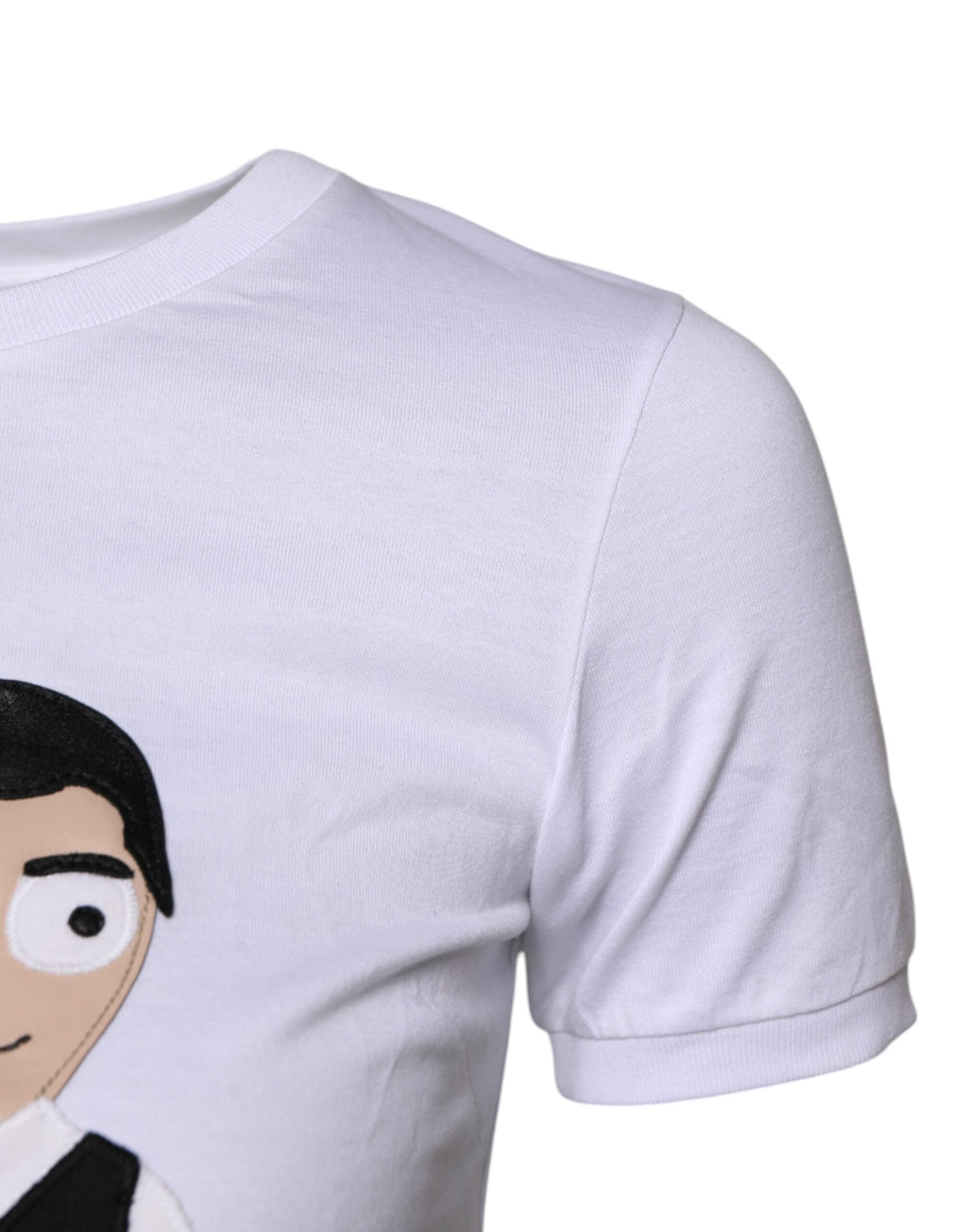 T-shirt en coton blanc Dolce & Gabbana avec broderie #DGFAMILY, style décontracté et design élégant visible sur l'image.