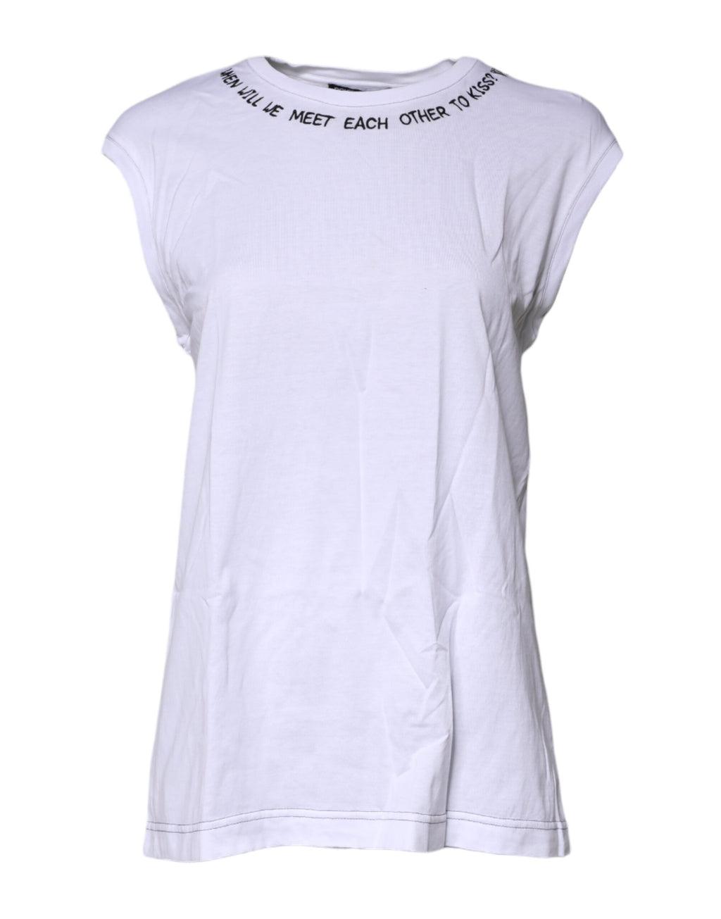 T-shirt sans manches en coton blanc imprimé de Dolce & Gabbana, style décontracté et élégant.