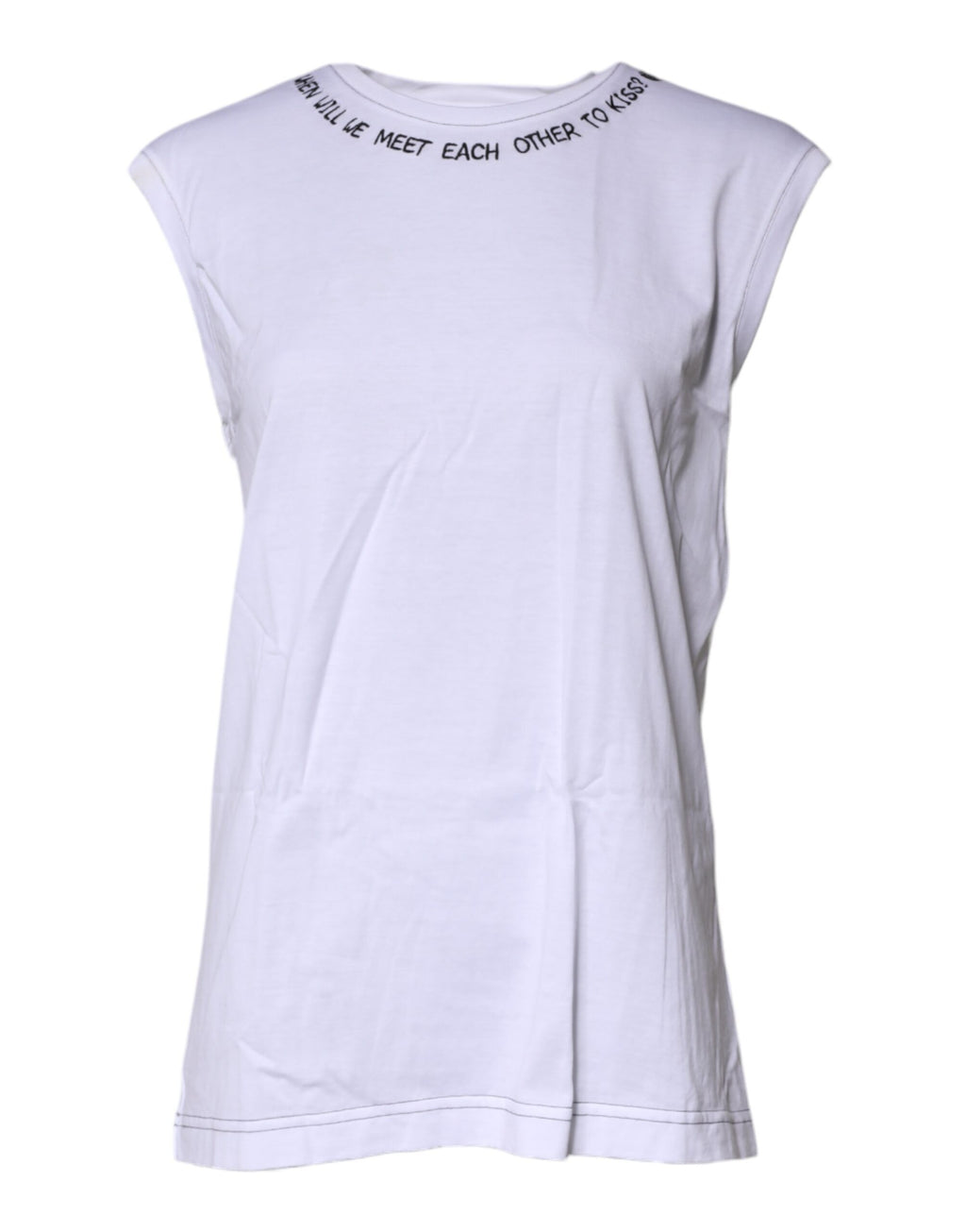 T-shirt sans manches Dolce & Gabbana en coton blanc avec imprimé, style décontracté et design moderne.