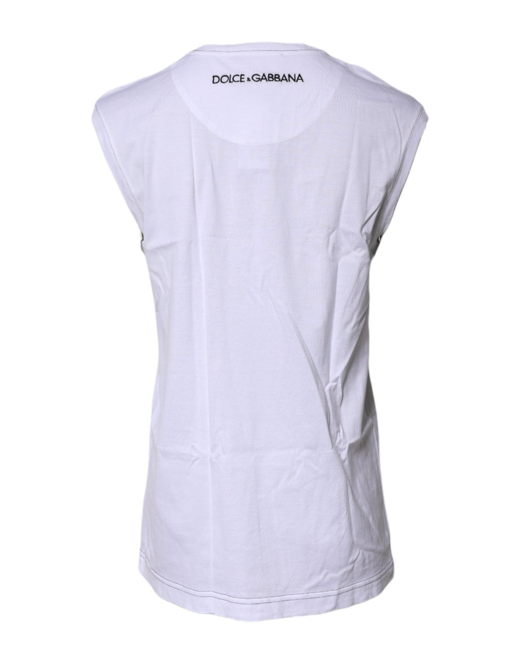 T-shirt sans manches Dolce & Gabbana en coton blanc avec imprimé floral, coupe décontractée et style élégant.