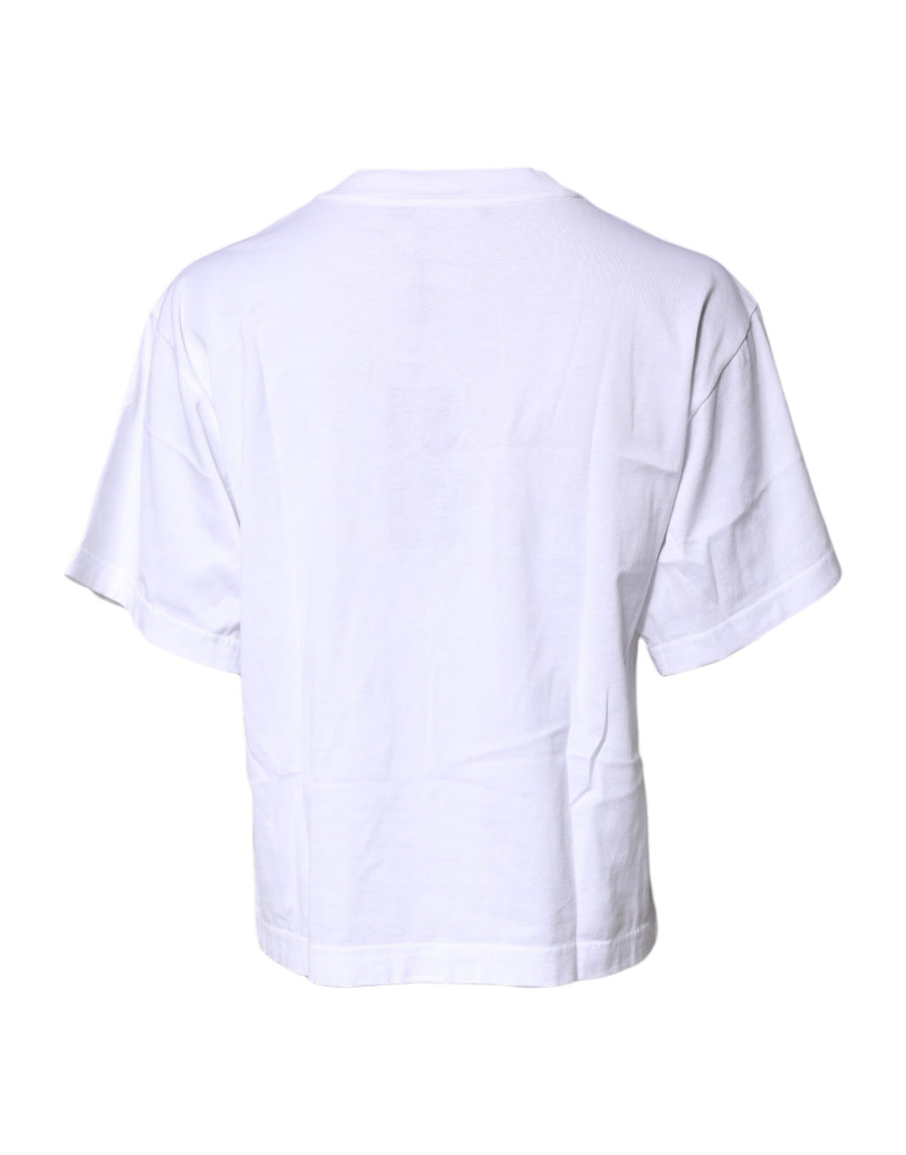 T-shirt blanc Dolce & Gabbana à col rond avec imprimé, en coton, vue de face.