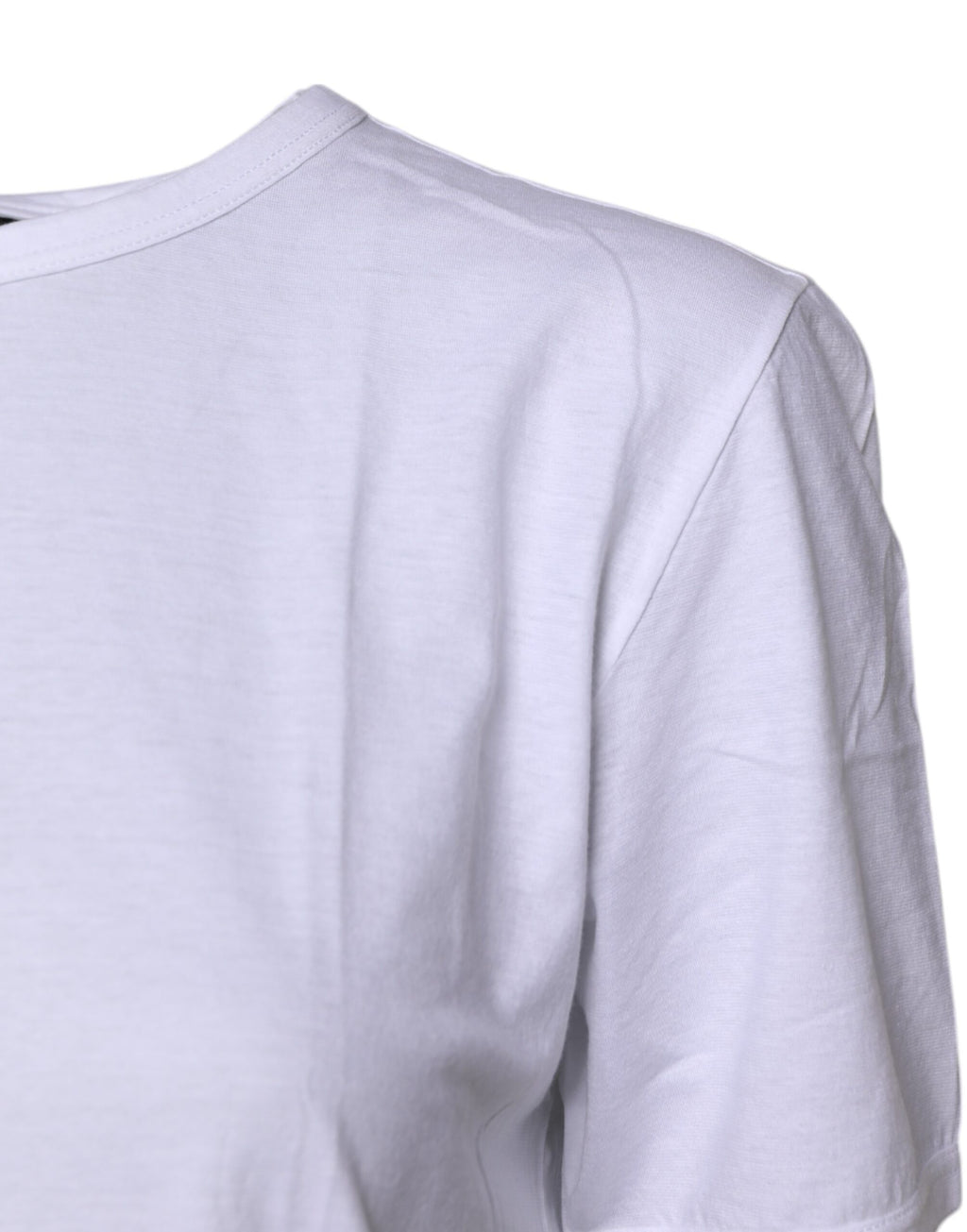 T-shirt blanc à manches courtes et col rond de Dolce & Gabbana, vue de face.