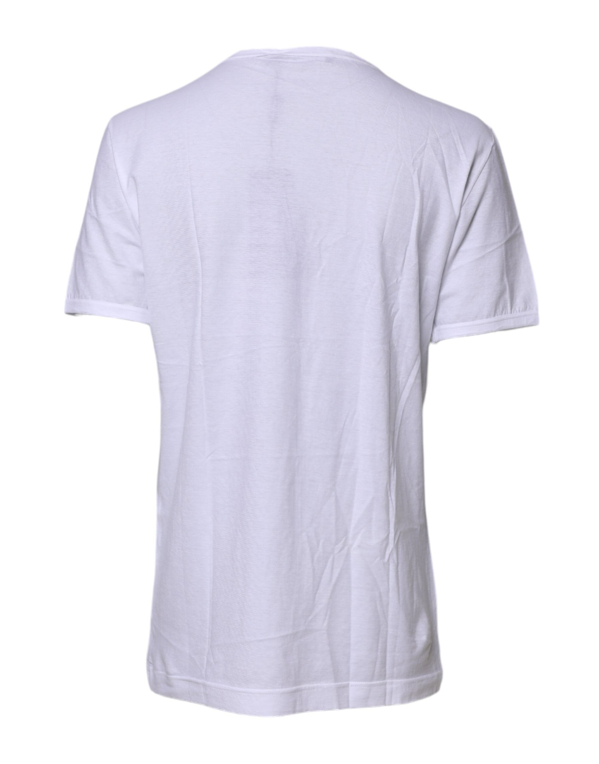 T-shirt Dolce & Gabbana blanc à manches courtes et col rond, vue de face, en coton léger.