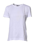 T-shirt Dolce & Gabbana blanc à manches courtes et col rond, vue frontale, tissu léger et style élégant.