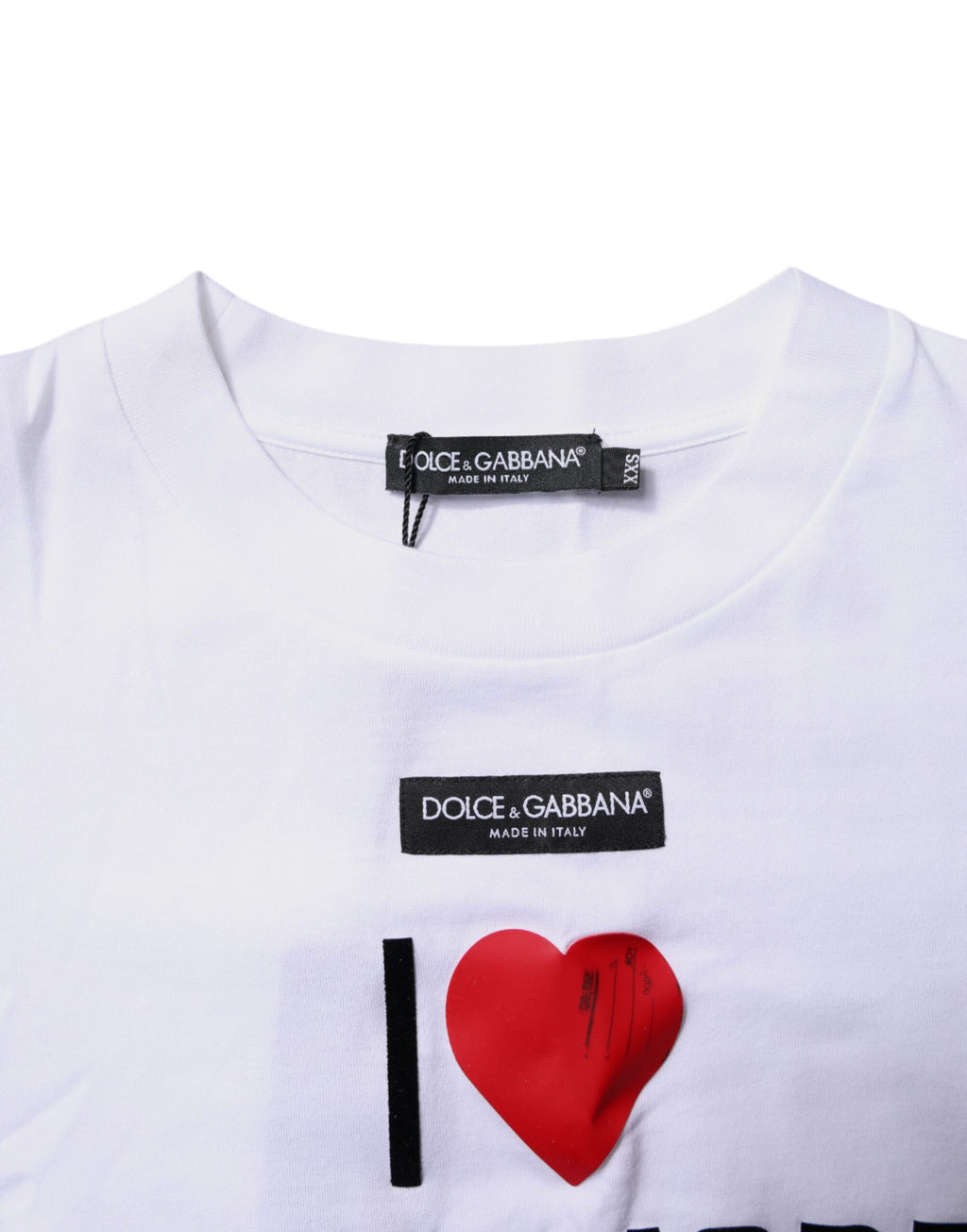 T-shirt blanc imprimé Dolce & Gabbana en coton avec col rond, vue de face.