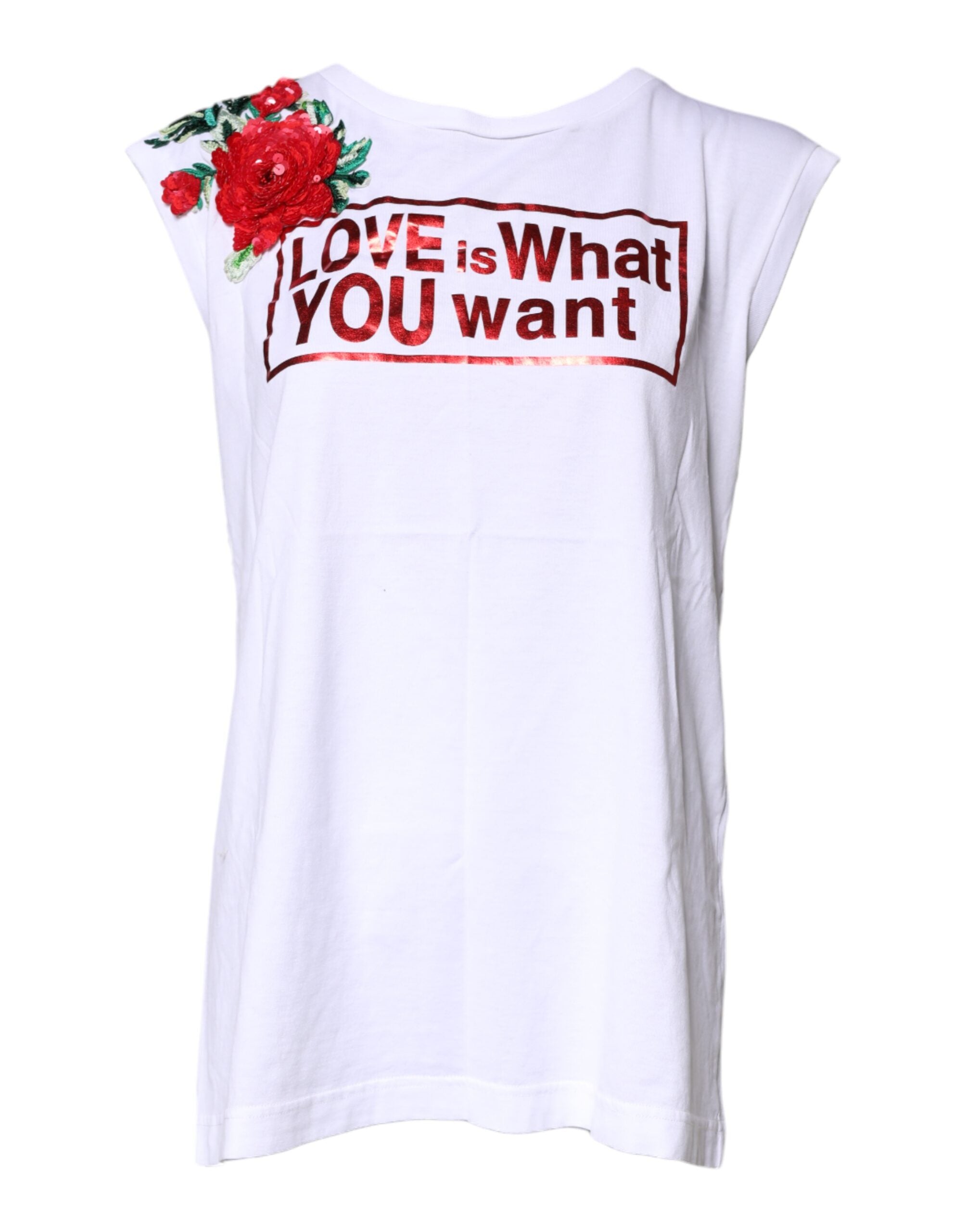 Débardeur sans manches Dolce & Gabbana blanc avec imprimé floral graphique, style élégant et moderne.