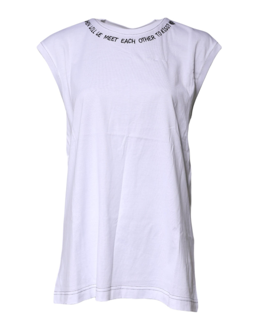 T-shirt sans manches en coton blanc de Dolce & Gabbana avec imprimé floral, style décontracté et élégant.