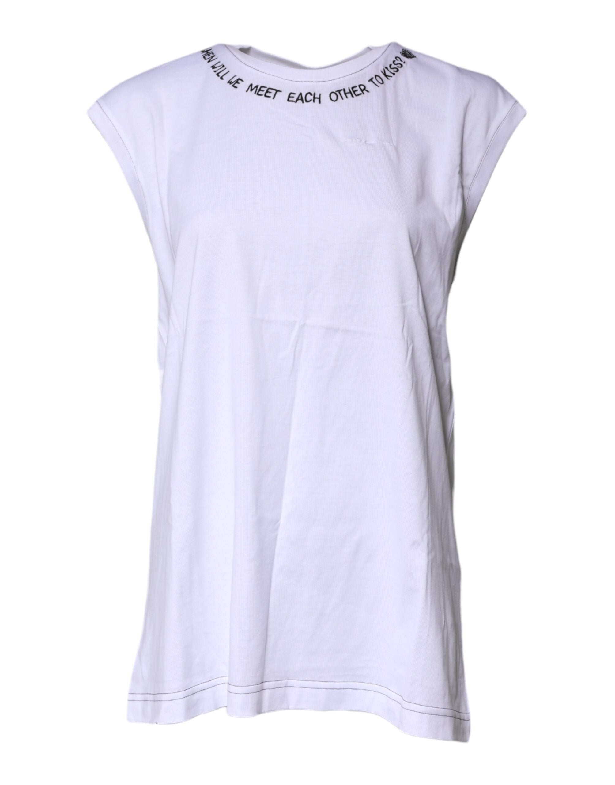 T-shirt sans manches en coton blanc de Dolce & Gabbana avec imprimé floral, style décontracté et élégant.
